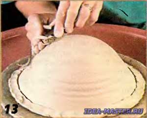 Spin the circle to medium speed and stack cut the excess clay